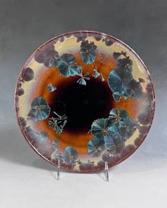 Orange with blue crystal plate