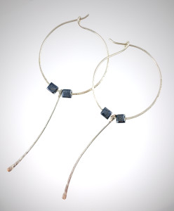 Hoops and Loops with Square Beads and Hammered Copper/Silver drops