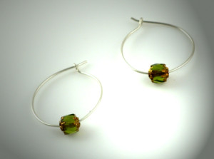 Hoops and Loops Olive Green Czech Cathedral Beads