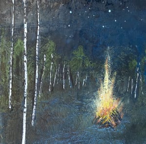 Birches Dancing by Firelight
