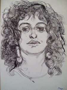 Rada's face with pen and ink