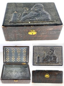 5158 - Carved Wooden Cigar Humidor