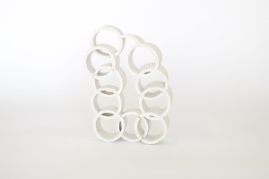 Interlacing Circles with White Crackle Slip