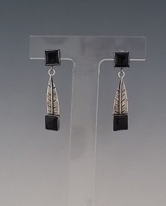 Black Onyx Feather Earrings
