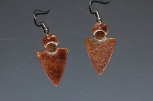 Textured Copper Shield Earrings