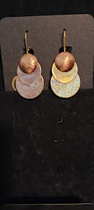 Decending Brass Disk Earrings