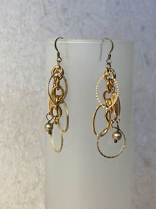 Goldtone Hoop & Pearl Earrings
