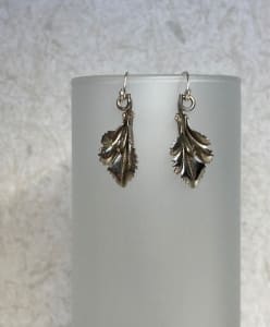 Vintage Silvertone Leaf Earrings