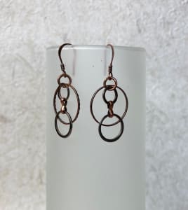 Copper/Silvertone Small Hoop Earrings