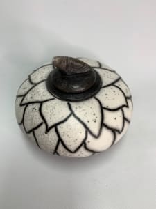 Naked Raku Lotus Pot with Lid