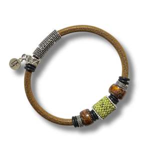 Single Bead Leather Bracelet-Chartreuse