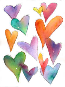 A Dozen Colorful Hearts