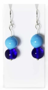 Flamework Glass Bead Earrings Blue-Shoreline