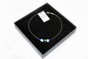 Flamework Glass Bead Necklace: Blue Green -Shoreline ii