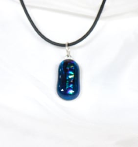 Night Sky Pendant -Shimmer. Dichroic blue over aqua