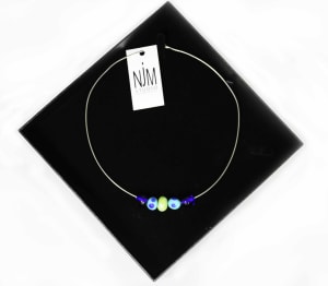 Flamework Glass Bead Necklace  Blue Green Shoreline