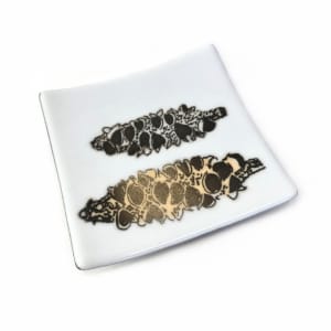 Banksia Plate v (white on grey)