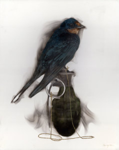 Bird on Grenade (1 Swallow attached to pin)