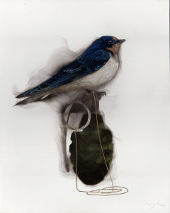 Bird on Grenade (2 Swallow attached to pin)