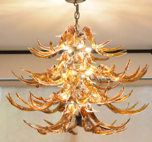 Custom Amber Antler Chandelier