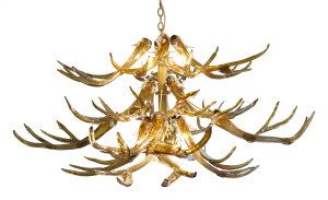 Glass Antler Chandelier Amber