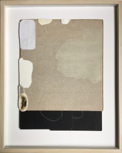 Aged and new papers with painted shape on right side