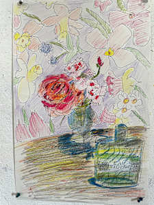 Vase of flowers with Au Savage