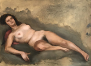 Reclining Nude on Pink Pillow