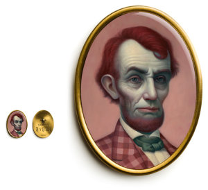"The Gay 90's Pink Lincoln Lapel Pin"