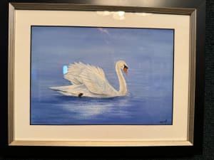 Swan, mixed media