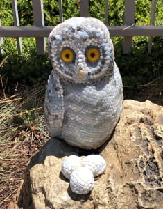 Gray Owl on Faux Bolder #1