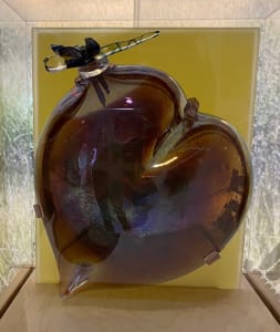 Golden Glass Heart and Dragonfly
