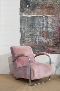 1940s Bauhaus style original chrome plated chair with original sprung upholstery and vintage pink velvet (2 available)