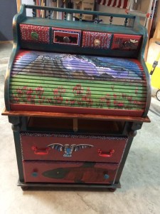 North Western /Alaskan Antique rolling desk with stool