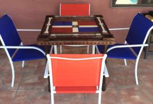Dominican Flag handcrafted domino tabl