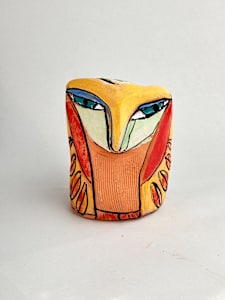 "Owl Person at One with the Fire”