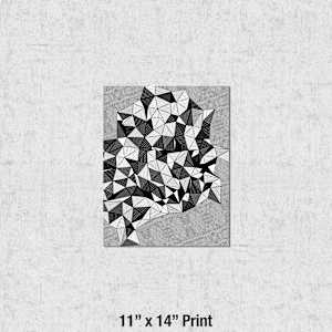 "Conscious Growth 063" Small One-of-a-Kind Monoprint 11x14