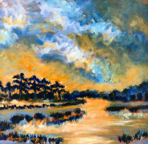 Pines on a Tangerine Sunset