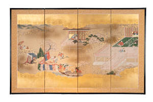 Japanese Screen - Noh Dance on Stage