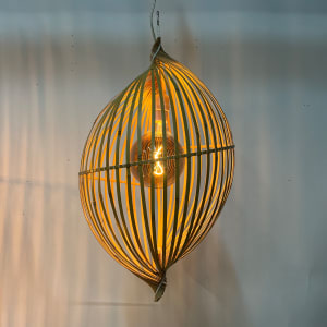 Small natural color bamboo spiral lamp