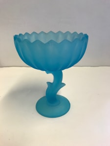 Blue Glass Flower Dish