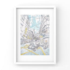 36 views to Taipei 101. Lane 541 Songshan Rd. Print watercolor