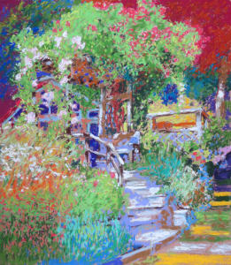 LS50: Pergola with herb garden, stormy light - 5th July 2020