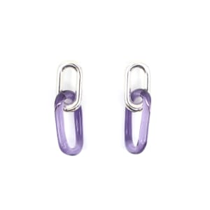 Purple Oval Link Earrings