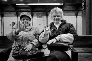 “I Love You” sign language in the subway, New York City