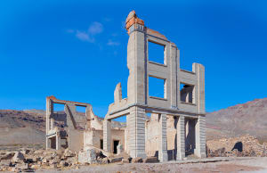 Cook Bank Ruin in  Rhyolite Ghost Town Late Morning