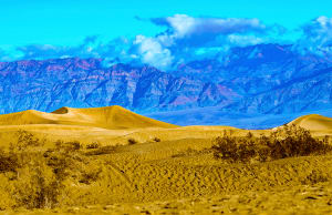 Mesquite Flats Sand Dunes and Amargosa Mountains Rising Fog Early Morning