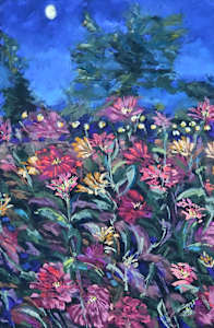 Zinnias in Moonlight