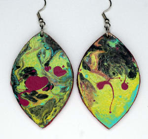 Yellow Marquise Earrings and Crescent Moon Ornament