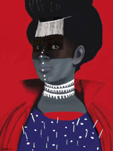 Woman in Red and Blue